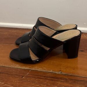 Inez Heeled Sandals Block Black Patent Leather Spain 8 W